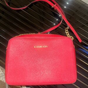 Michael Kors Red Saffiano Leather Crossbody Bag